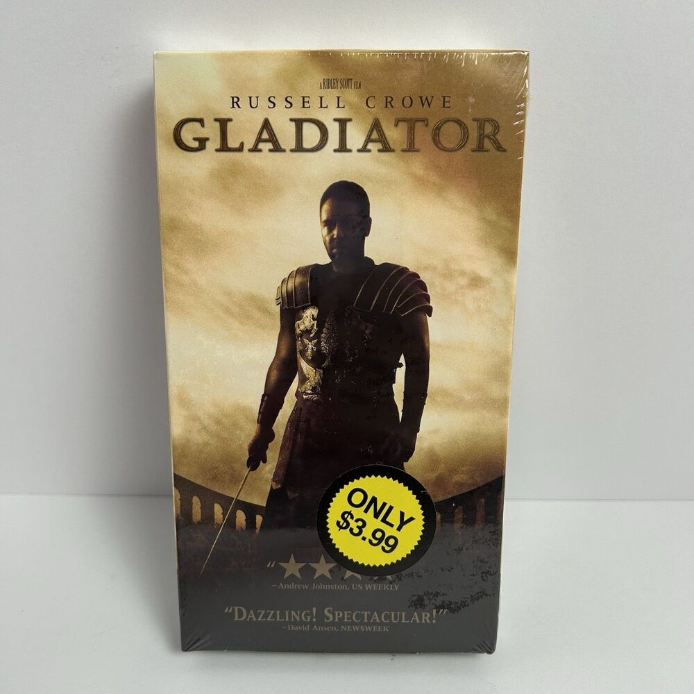 Gladiator VHS 2000 Russell Crowe Sealed Blockbuster Video Sticker